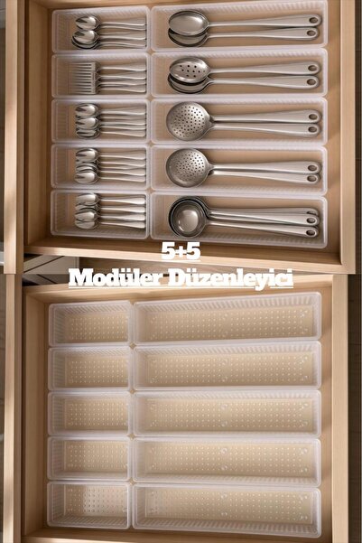 Bayev Bade 10 Piece Set 5 in 5 Modular Kitchen Drawer Cutlery Holder Fork Kni...