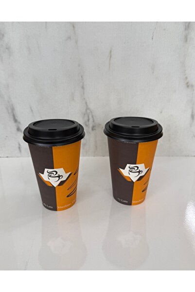 maycup 12 Oz Kapaklı Karton Bardak 100 Adet Karışık Desen