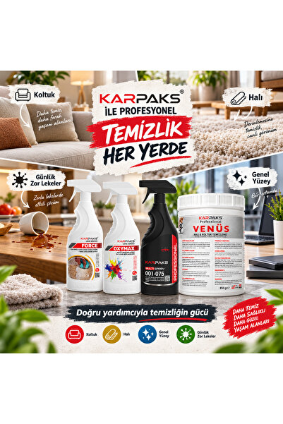 Profesyonel Halı ve Koltuk Temizlik Seti Venüs + Force + Multi Sprey + Oxymax Güçlü Leke Çıkarıcı Paket
