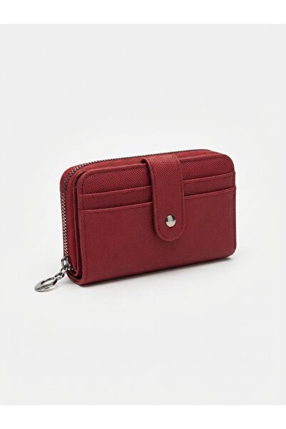 Derilossi Kadın Bordo Cüzdan 13x9x3 cm | 10 Kart Bölmeli | 3 Bölmeli | Kalp D...