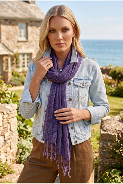 Dosimira Unisex Purple Denim Grinding Cotton Scarf