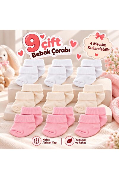 Novibaby 9 Pack Bamboo Newborn Baby Socks, Girls Boys Socks, White Ecru Pink ...