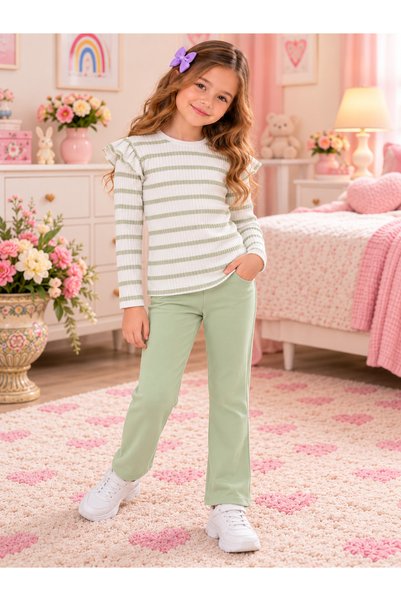 kkm combed cotton girl STRIPED GIRL'S suit