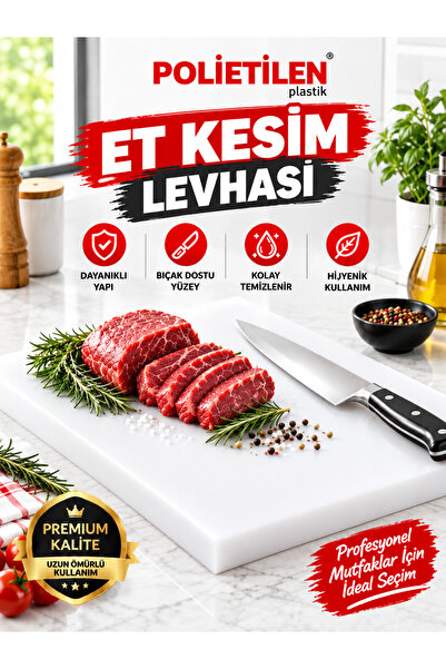 Türkay White 30X40X2 cm Cutting Board Flour Product for Home and Chefs