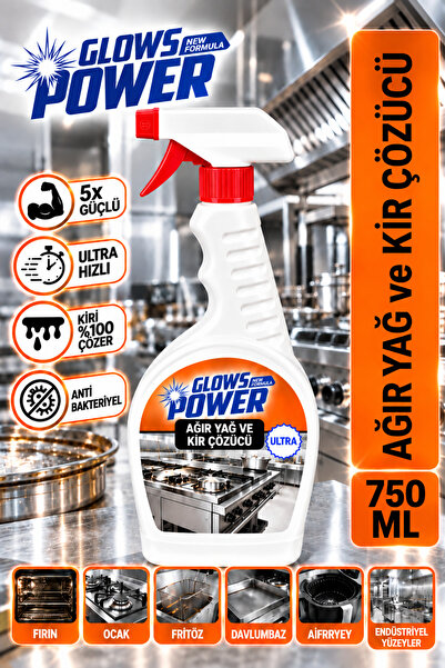 GLOWS POWER Ağır Yağ ve Kir Çözücü Yanmış Yağ Temizleyici Güçlü Formül 750 ml