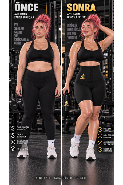 Sh Mağazacılık Thermal High Waist Extra Sweat Thermal Bleach Shorts 3 Stage T...
