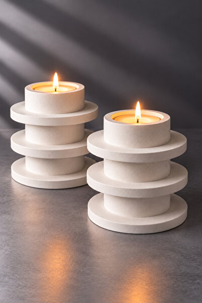 7Light Atelier 6’lı Mermer Desenli Tealight Mum Seti | 2x3’lü Set | 2 Adet Te...