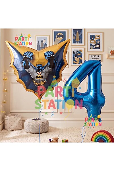 Parti Station Batman 4 Years Old Navy Blue Number Balloon Set Bat Man Batman ...