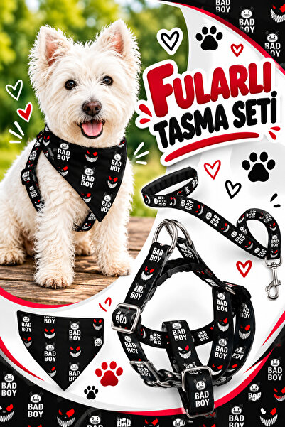 Angelapets AYARLANABİLİR FULAR , GÖĞÜS TASMASI VE GEZDİRME KAYIŞI 3'LÜ SET