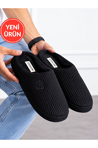 STOCON Erkek Pofuduk Ev Terliği Ses Yapmaz Rahat Taban İçi Kürklü Yıkanabilir...
