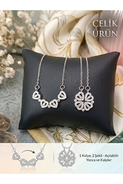 NAS fashion Steel Retractable Magnetic Heart Clover Necklace