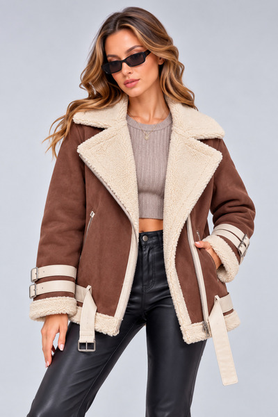 İLKCET MODA Yumoş Kaplama Ithal Süet Oversize Mont