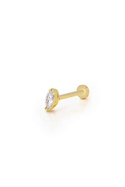 YAVUZ KUYUMCULUK 14 Ayar Altın Oval Taşlı Piercing