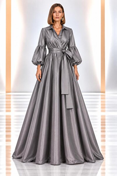 SERAVENZA COUTURE Maxi Length Balloon Sleeve Stylish Shirt Dress Cou-23