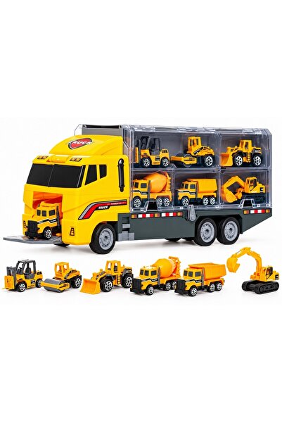 divendi-ro Set de Joaca Tir Transportator cu 6 Utilaje de Constructii, Camioa...