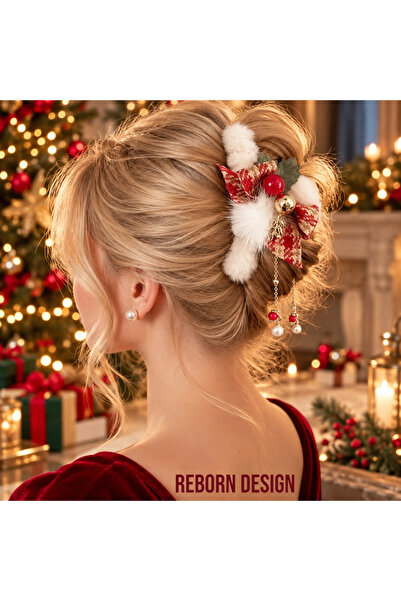 REBORN DESIGN New Year Themed Red Houndstooth Patterned Ribbon and Charm Deta...