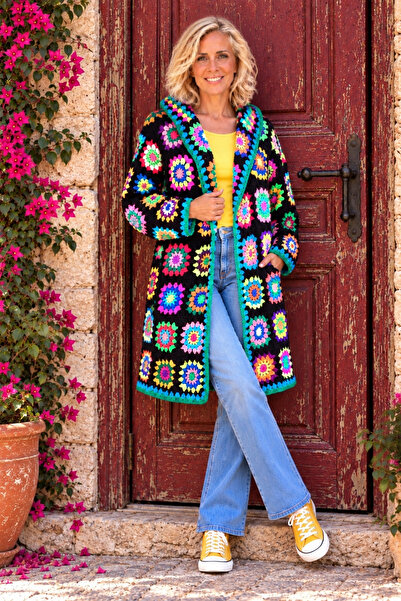 El örgüsü Yadicrochetorgu Motif Cardigan