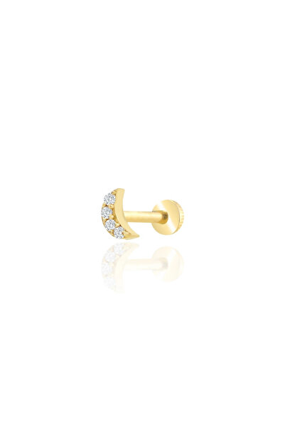 YAVUZ KUYUMCULUK 14 Ayar Altın Taşlı Ay Tragus Piercing