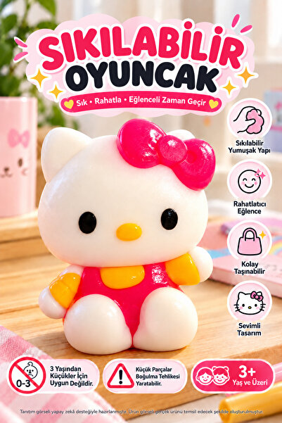 OpenCity Sıkılabilir Yumuşak Kedi Figürlü Oyuncak 7 cm Sevimli Çocuk Oyuncağı...