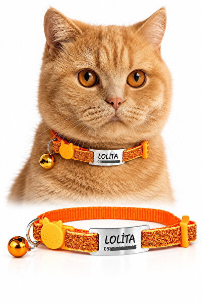 dekoliva Parlak Sim Desenli Safety Click Sallanmayan Kedi Tasması Metal Isiml...