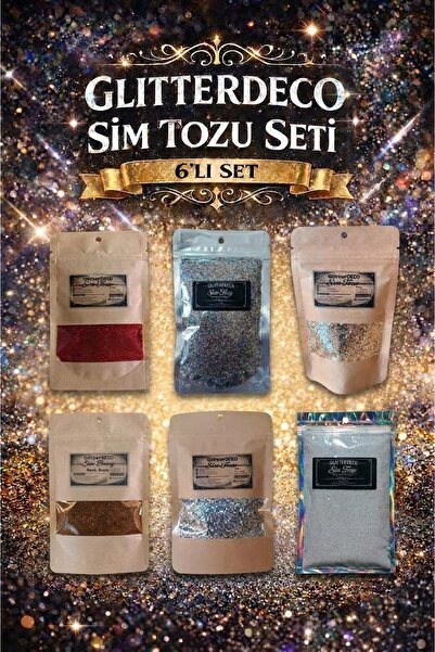 Epoksi İçin Profesyonel Set 6 Çeşit 6 X 75 gr Toz Sim Mum Dekor Boya NailArt Makyaj Chunky