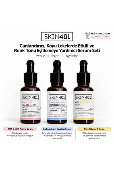 Skin401 Canlandırıcı, Koyu Lekelerde Etkili, Renk Tonu Eşitlemeye Yardımcı Se...