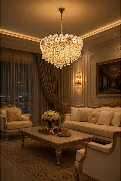 Elvora Home Modern (PREMİUM) Gold Şık Salon Mutfak Sarkıt Avizesi Modelleri 1...