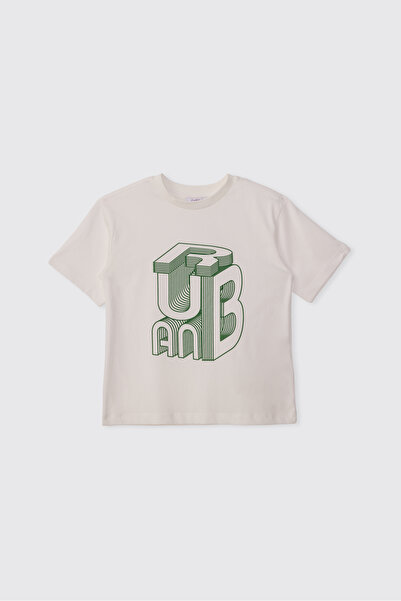 Panço Boy's Crew Neck Ecru T-Shirt