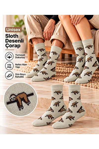 GOST LİRİA Sloth Socks – Desenli Unisex Soket Çorap