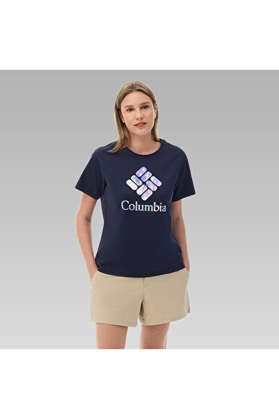 Columbia تي شيرت نسائي مطبوع برقبة دائرية باللون الأزرق الداكن الداكن 9220311...