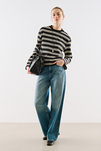 Manuka Striped Long Sleeve Regular Tshirt Black