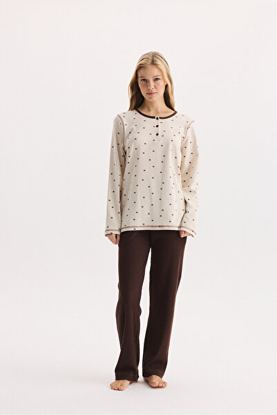 Etoile 100% Cotton Long Sleeve Soft Textured Comfortable Cut Pajama Set 27402