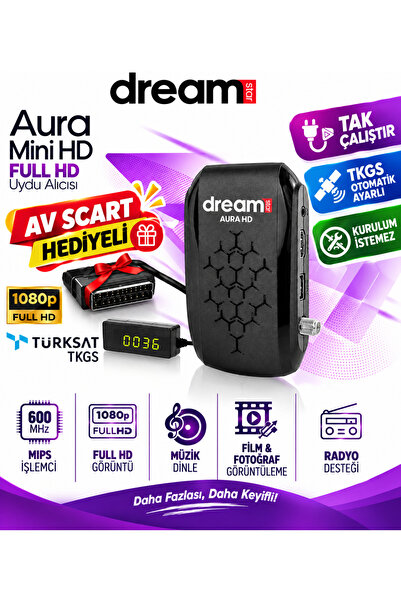 Dreamstar Aura Hd Mini | Türksat 4A Uyumlu | TKGS AYARLI | SCART HEDİYELİ | T...