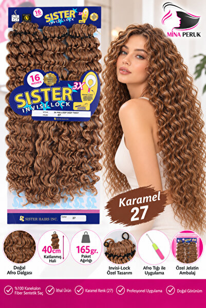 Mina Peruk Sister Afro Dalgası Saç - Karamel 27