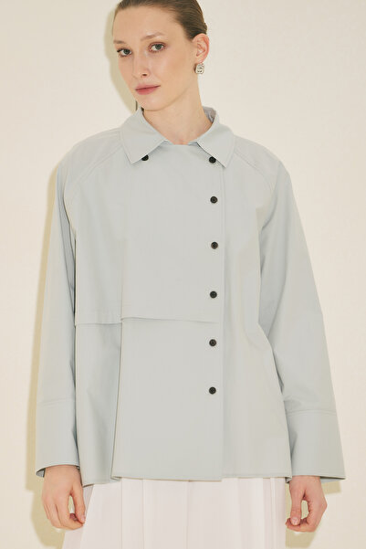 Manuka Milo Double-Breasted Sleeved Shirt Blue