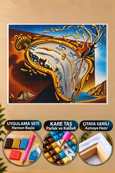 HONDEP Çıtaya Gerili 5D Elmas Boyama Seti 50x40cm Salvador Dali-Eriyen Saatle...