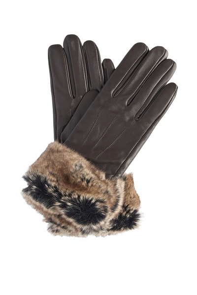 Barbour Suni Kürklü Deri Eldiven BR71 Dk.Brown