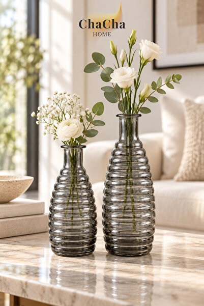 YNSK Lux |   Elara |   Set de 2 vaze din sticlă decorative importate, minimal...