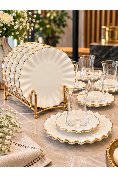 Onedekor 18 Parça Fold Pasta Çay Saati Seti Gold