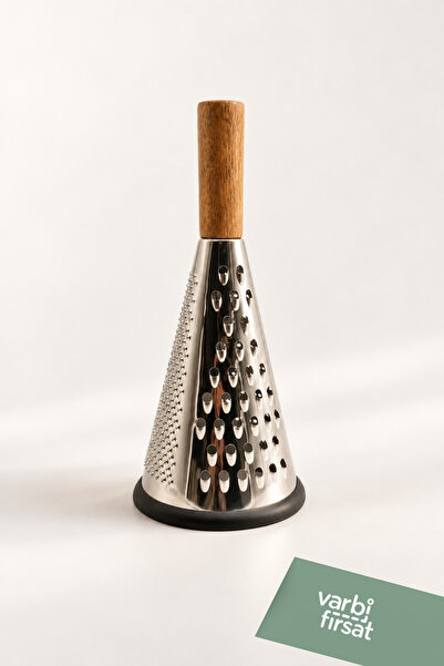 Varbifırsat Wooden Handle Conical Grater – Stainless Steel Premium Kitchen Gr...