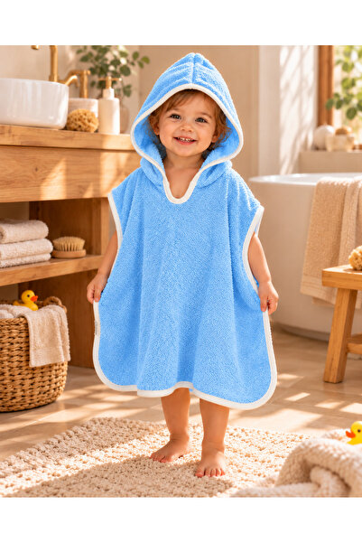 Tomuycuk Baby Boy Bathrobe 100% Cotton Blue & Hooded Pareo - Soft & Water Abs...