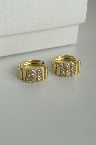 SEHERDEN Special Series Zircon Stone Detailed Women's Hoop Earrings (First Cl...