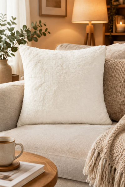 LadiesHome Plush (RABBIT) Rabbit Cushion Cover Ecru