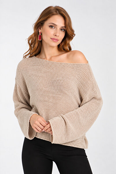 İLKCET MODA Düşük Omuz Oversize Kadın Kazak