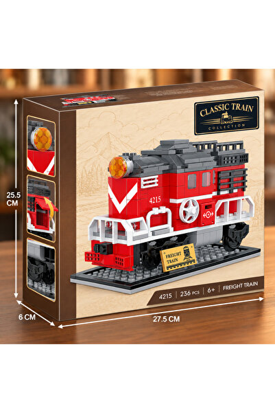 Minibric Set de Constructie cu Piese Tip Blocuri Construit 236 Piese Freight Train, Locomotiva, Far, Roti