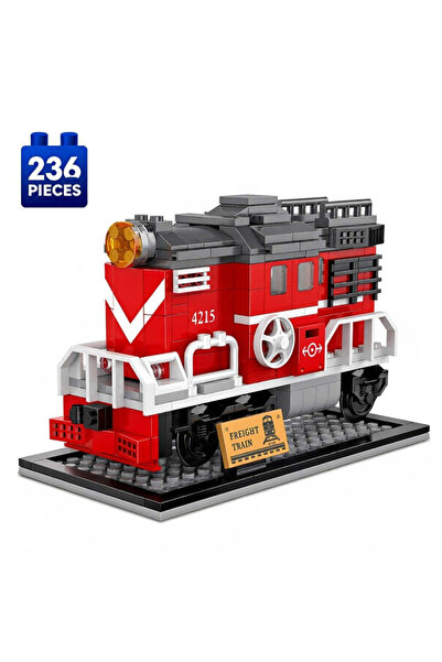 Minibric Set de Constructie cu Piese Tip Blocuri Construit 236 Piese Freight Train, Locomotiva, Far, Roti