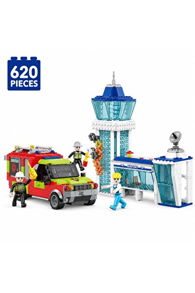 Minibric Set de Constructie Piese Tip Blocuri Construit 620 Piese Airport Fir...