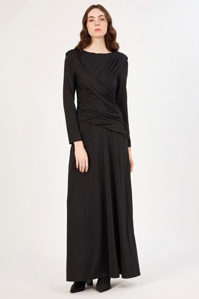 FEVER Önü drape detaylı likralı maxi elbise
