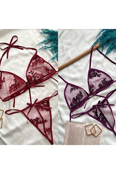 Maly Love Burgundy and Purple 2 Pack Women's Lingerie Set