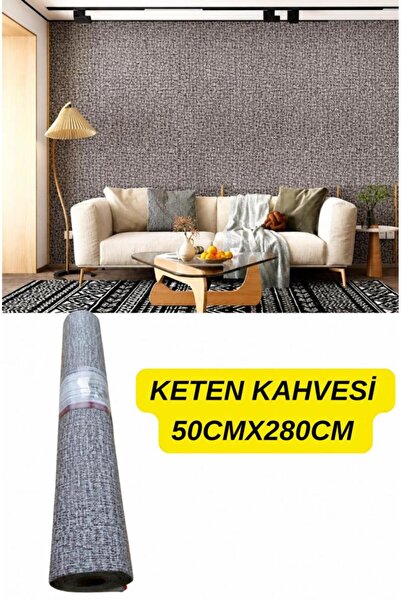 Renkli Duvarlar 1 Adet 50x280cm Folyolu Keten Kahvesi Yapışkanlı Isı Yalıtımı...